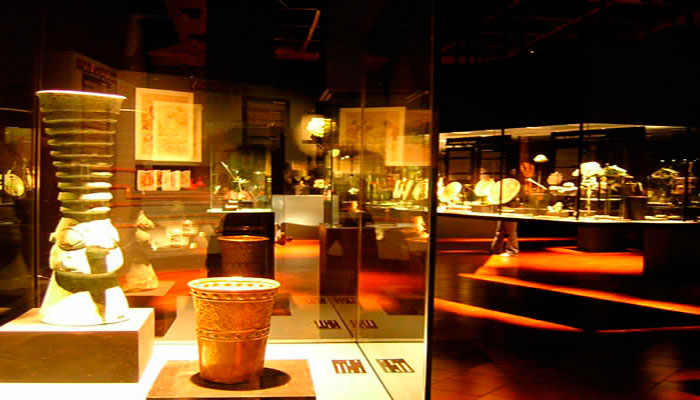 Vistas de las vitrinas de la exposición