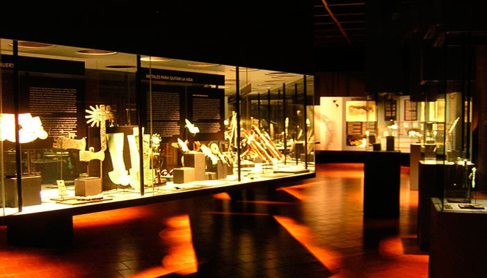 Vistas de las vitrinas de la exposición