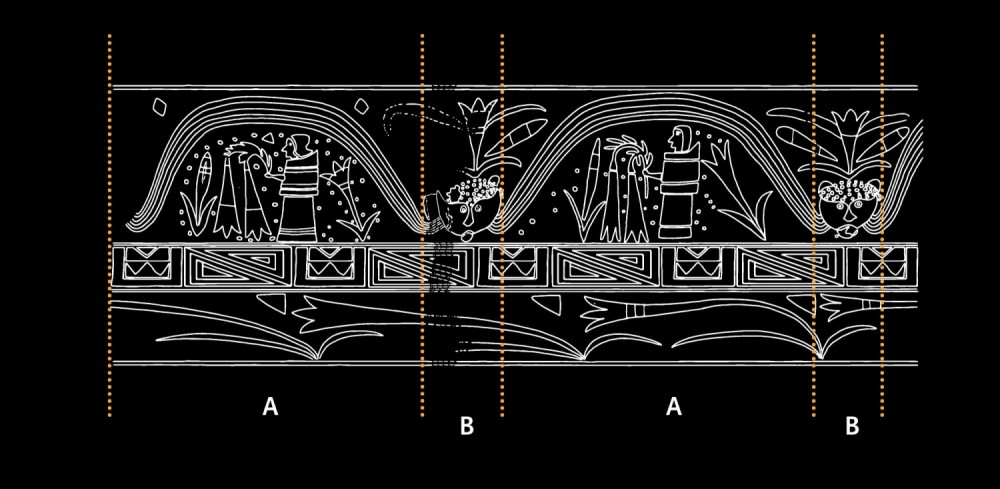 Doblete. Ilustración del vaso-quero. Colonial, Andes Centrales del Perú, Siglos XVI-XVIII, Colección Museo Chileno de Arte Precolombino, 2323.