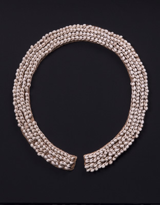 Collar. Conchas y algodón, Momia Nº 421. 38 cm (diámetro) (INC-MNAAHP, MO-002.24038