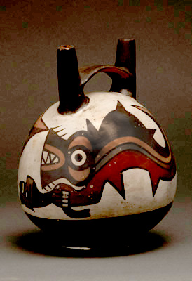 Botella pintada. Nasca Temprano. Cerámica. 19 x 14,8 cm (INC-MNAAHP C-09904)